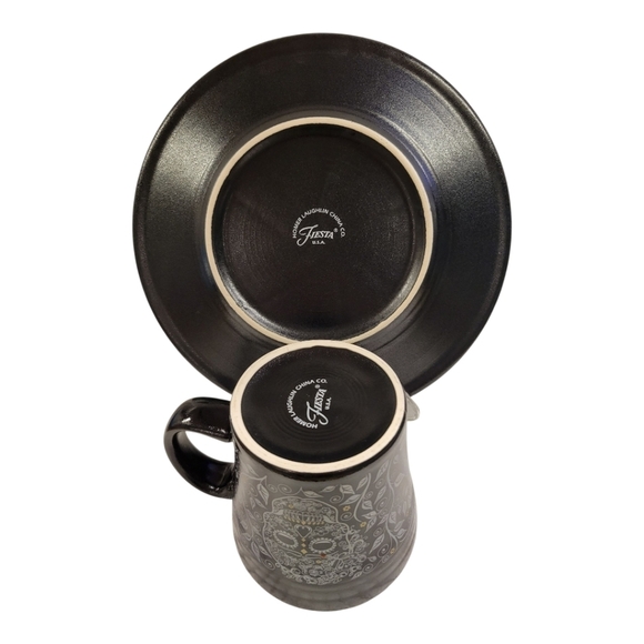 Fiesta 9" Luncheon & Tapered Mug Plates Skull & Vine - Picture 2 of 4